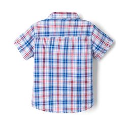 Babyhug 100% Cotton Woven Half Sleeves Shirt and Shorts with Check Print - Blue
