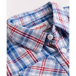 Babyhug 100% Cotton Woven Half Sleeves Shirt and Shorts with Check Print - Blue
