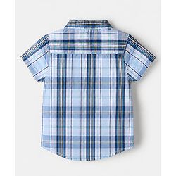 Babyhug 100% Cotton Woven Half Sleeves Checks Shirt & Shorts Set - Beige & Blue