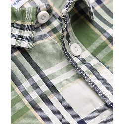 Babyhug 100% Cotton Woven Half Sleeves Shirt and Shorts with Checks - Green