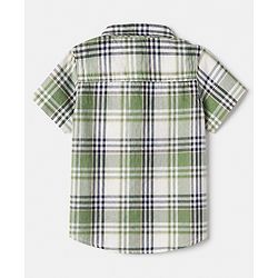 Babyhug 100% Cotton Woven Half Sleeves Shirt and Shorts with Checks - Green