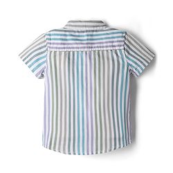 Babyhug 100% Cotton Woven Half Sleeves Striped Shirt & Shorts - Blue & White