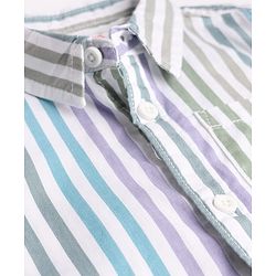 Babyhug 100% Cotton Woven Half Sleeves Striped Shirt & Shorts - Blue & White