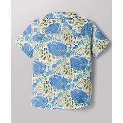 Babyhug Cotton Woven Half Sleeves Abstract Printed Shirt & Denim Shorts Set - Light Blue