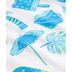 Babyhug Cotton Woven Half Sleeves T-Shirt & Denim Shorts Set with Beach Theme Print - White