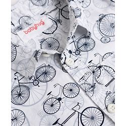 Babyhug 100% Cotton Woven Half Sleeves Shirt & Shorts Set with Bicycle Print - Grey
