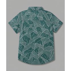 Babyhug 100% Cotton Woven Half Sleeves Abstract Printed Shirt & Shorts With Cargo Pockets - White & Green