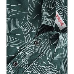 Babyhug 100% Cotton Woven Half Sleeves Abstract Printed Shirt & Shorts With Cargo Pockets - White & Green