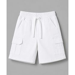 Babyhug 100% Cotton Woven Half Sleeves Abstract Printed Shirt & Shorts With Cargo Pockets - White & Green