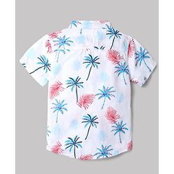Babyhug Cotton Blend Woven Half Sleeves Shirt and Denim Shorts With Floral Print - White
