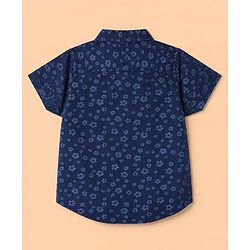 Babyhug 100% Cotton Woven Half Sleeves Shirt and Shorts Set With Floral Print - Blue & White