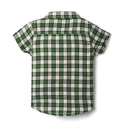 Babyhug Cotton Woven Denim Half Sleeves Checked Shirt and Shorts Set - Green & Blue