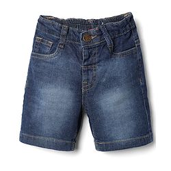 Babyhug Cotton Woven Denim Half Sleeves Checked Shirt and Shorts Set - Green & Blue