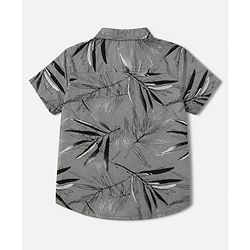 Babyhug 100% Cotton Woven Half Sleeves Shirt and Jogger with Leaves Print - Grey