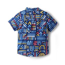Babyhug Cotton Woven Half Sleeves Shirt and Shorts Set With Abstract Print in Blue