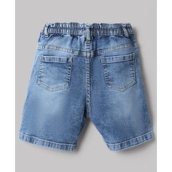 Babyhug Cotton Blend Woven Half Sleeves Checked Shirt and Denim Shorts - Blue