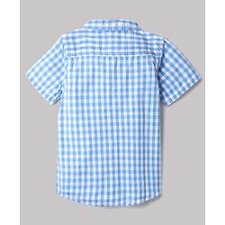 Babyhug Cotton Blend Woven Half Sleeves Checked Shirt and Denim Shorts - Blue