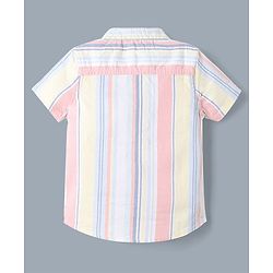 Babyhug Woven Half Sleeves Striped Shirt and Denim Shorts Set - White
