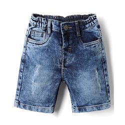 Babyhug Woven Half Sleeves Striped Shirt and Denim Shorts Set - White