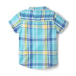 Babyhug Cotton Woven Half Sleeves Checked Shirt and Shorts Set - Blue