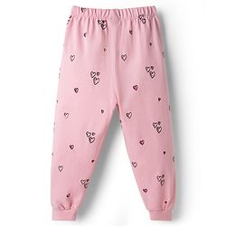Babyhug Disney 100% Cotton Knit Full Sleeves T-Shirt & Pyjama Night Suit With Winnie The Pooh Graphic - Light Pink