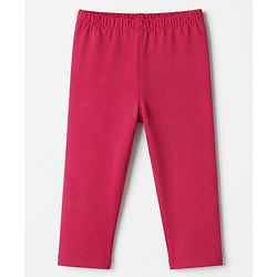 Babyhug Cotton Lycra Elastane Knit Full Length Solid Leggings Pack of 3 - Red, Pink & Peach