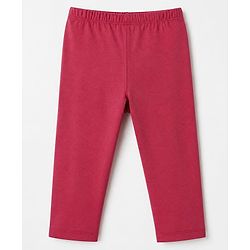 Babyhug Cotton Lycra Elastane Knit Full Length Solid Leggings Pack of 3 - Red, Pink & Peach
