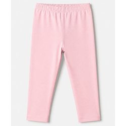 Babyhug Cotton Lycra Elastane Knit Full Length Solid Leggings Pack of 3 - Red, Pink & Peach