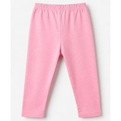 Babyhug Cotton Lycra Elastane Knit Full Length Solid Leggings Pack of 3 - Red, Pink & Peach