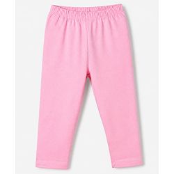 Babyhug Cotton Lycra Elastane Knit Full Length Solid Leggings Pack of 3 - Red, Pink & Peach