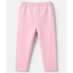 Babyhug Cotton Lycra Elastane Knit Full Length Solid Leggings Pack of 3 - Red, Pink & Peach