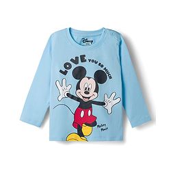 Babyhug Disney Single Jersey Knit Full Sleeves T-Shirt & Pyjama Night Suit with Mickey Mouse Graphics -  Blue & Red