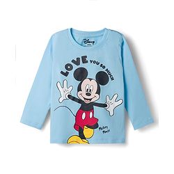 Babyhug Disney Single Jersey Knit Full Sleeves T-Shirt & Pyjama Night Suit with Mickey Mouse Graphics -  Blue & Red
