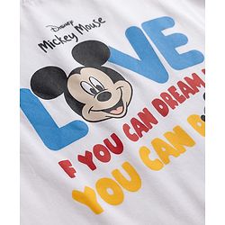Babyhug Disney Single Jersey Knit Full Sleeve T Shirt Pyjama Night Suit With Mickey Mouse Graphic in Red