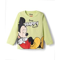 Babyhug Disney Single Jersey Knit Full Sleeves T-Shirt & Pyjama Night Suit with Mickey Mouse Graphics - Light Green & Navy Blue