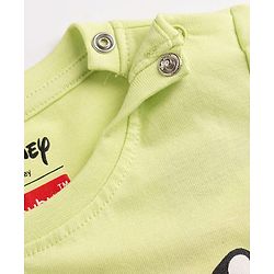 Babyhug Disney Single Jersey Knit Full Sleeves T-Shirt & Pyjama Night Suit with Mickey Mouse Graphics - Light Green & Navy Blue