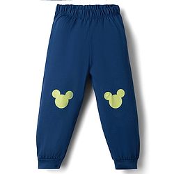 Babyhug Disney Single Jersey Knit Full Sleeves T-Shirt & Pyjama Night Suit with Mickey Mouse Graphics - Light Green & Navy Blue