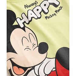 Babyhug Disney Single Jersey Knit Full Sleeves T-Shirt & Pyjama Night Suit with Mickey Mouse Graphics - Light Green & Navy Blue