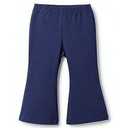 Babyhug Cotton Elastane Lycra Knit Full Length Solid Leggings in Navy Blue