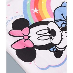 Babyhug Disney Single Jersey Knit Full Sleeves T-Shirt & Pajama Night Suit with Hearts & Minnie Mouse Graphics - White & Pink