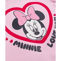 Babyhug Disney Single Jersey Knit Full Sleeves T-Shirt & Pajama Night Suit with Minnie Mouse Graphics - Pink