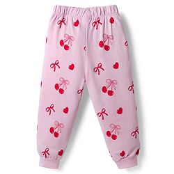 Babyhug Disney Single Jersey Knit Full Sleeves T-Shirt & Pajama Night Suit with Minnie Mouse Graphics - Pink