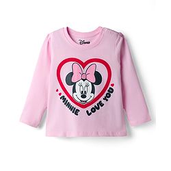 Babyhug Disney Single Jersey Knit Full Sleeves T-Shirt & Pajama Night Suit with Minnie Mouse Graphics - Pink