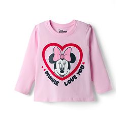 Babyhug Disney Single Jersey Knit Full Sleeves T-Shirt & Pajama Night Suit with Minnie Mouse Graphics - Pink