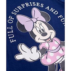 Babyhug Disney Single Jersey Knit Full Sleeves T-Shirt & Pajama Night Suit with Minnie Mouse Graphics - Navy Blue