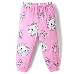 Babyhug Disney Single Jersey Knit Full Sleeves T-Shirt & Pyjama Night Suit With Marie Graphic - Pink & Light Green