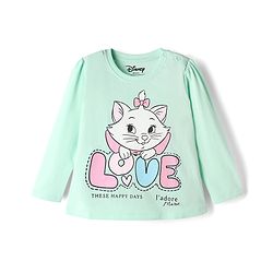 Babyhug Disney Single Jersey Knit Full Sleeves T-Shirt & Pyjama Night Suit With Marie Graphic - Pink & Light Green