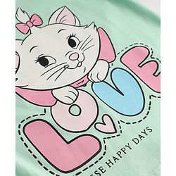 Babyhug Disney Single Jersey Knit Full Sleeves T-Shirt & Pyjama Night Suit With Marie Graphic - Pink & Light Green