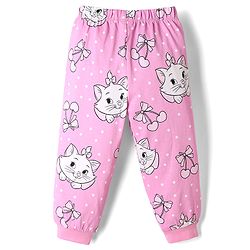 Babyhug Disney Single Jersey Knit Full Sleeves T-Shirt & Pyjama Night Suit With Marie Graphic - Pink & Light Green