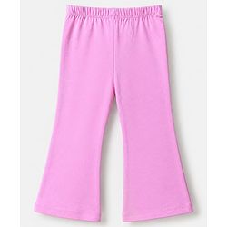 Babyhug Cotton Knit Slim Fit Full Length Leggings in Pink